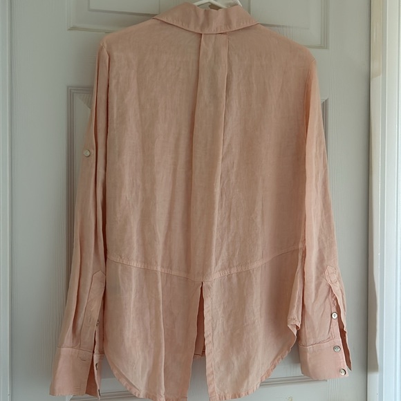 NWT 100% Linen Shirt Peach Apricot - Small - Picture 6 of 8